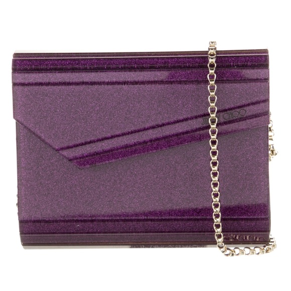 JIMMY CHOO Candy Box Clutch- Purple Glitter - Picture 1 of 10